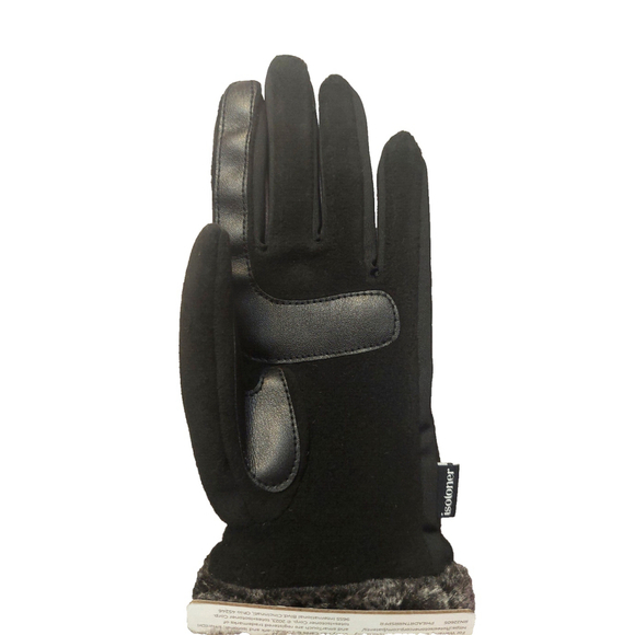 Isotoner Signature Black Fleece Gloves Faux-Fur Cuffs Sz One Size NWT - Picture 6 of 13